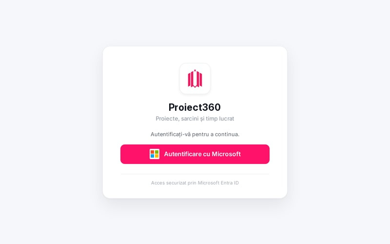 Ecranul de autentificare al aplicației Proiect360